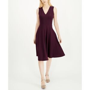 Calvin Klein Women's V-Neck Midi Dress - Purple 4